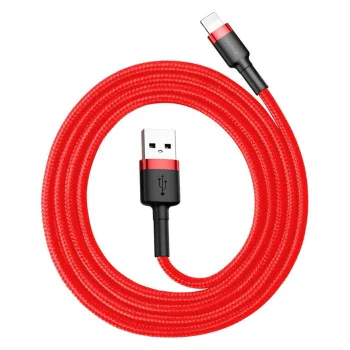 USB към Lightning кабел, 2.4A, 480Mbps, 1m - Baseus Cafule (CALKLF-B09) - червен