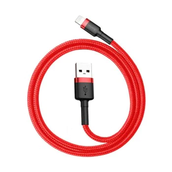 USB към Lightning кабел, бързо зареждане, Q.C.3.0, 2.4A, 0.5m - Baseus Cafule (CALKLF-A09) - червен