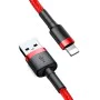USB към Lightning кабел, бързо зареждане, Q.C.3.0, 2.4A, 0.5m - Baseus Cafule (CALKLF-A09) - червен