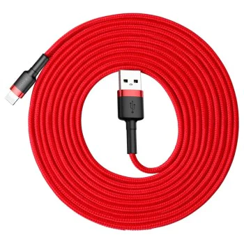 USB към Lightning кабел, QC3.0, 2A, 3m - Baseus Cafule (CALKLF-R09) - червен
