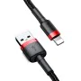 USB към Lightning кабел, QC3.0, 2A, 3m - Baseus Cafule (CALKLF-R91) - черен / червен