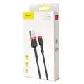 USB към Lightning кабел, QC3.0, 2A, 3m - Baseus Cafule (CALKLF-R91) - черен / червен