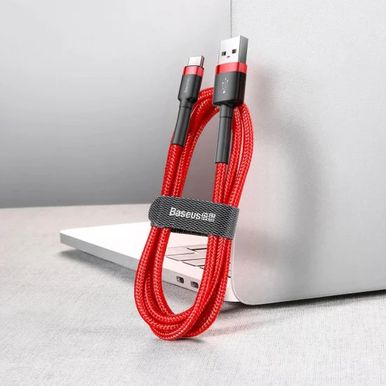 Кабел USB към Type-C, Fast Charge, QC3.0, QC3.0, 3A, 1m - Baseus Cafule (CATKLF-B09) - Червен