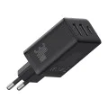 Зарядно устройство GaN, 2x USB, Type-C, бързо зареждане, 30W - Baseus (P10111402113-00) - клъстерно черно