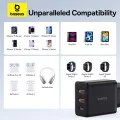 Зарядно устройство GaN, 2x USB, Type-C, бързо зареждане, 30W - Baseus (P10111402113-00) - клъстерно черно