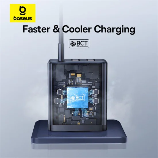 Зарядно устройство GaN, 2x USB, Type-C, бързо зареждане, 30W - Baseus (P10111402113-00) - клъстерно черно