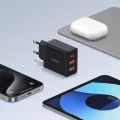 Зарядно устройство GaN, 2x USB, Type-C, бързо зареждане, 30W - Baseus (P10111402113-00) - клъстерно черно