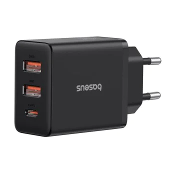 Зарядно устройство GaN, 2x USB, Type-C, бързо зареждане, 30W - Baseus (P10111402113-00) - клъстерно черно