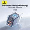 Зарядно устройство GaN, 2x USB, Type-C, бързо зареждане, 30W - Baseus (P10111402213-00) - бяло