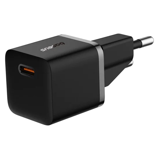 GaN зарядно устройство, Type-C, 20W + Type-C към Type-C кабел, 100W, 1m - Baseus (P10110900113-00) - Cluster Black