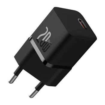 GaN зарядно устройство, Type-C, 20W + Type-C към Type-C кабел, 100W, 1m - Baseus (P10110900113-00) - Cluster Black
