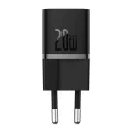 GaN зарядно устройство, Type-C, 20W + Type-C към Type-C кабел, 100W, 1m - Baseus (P10110900113-00) - Cluster Black