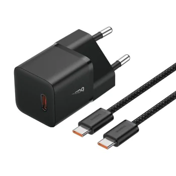 GaN зарядно устройство, Type-C, 20W + Type-C към Type-C кабел, 100W, 1m - Baseus (P10110900113-00) - Cluster Black
