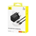 GaN зарядно устройство, Type-C, 20W + Type-C към Type-C кабел, 100W, 1m - Baseus (P10110900113-00) - Cluster Black