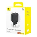 USB зарядно, Type-C, бързо зареждане 30W - Baseus (P10111404113-00) - клъстерно черно