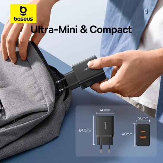 USB зарядно, Type-C, бързо зареждане 30W - Baseus (P10111404113-00) - клъстерно черно