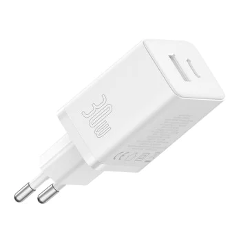 USB зарядно, тип-C, бързо зареждане 30W - Baseus (P10111404213-00) - лунно бяло