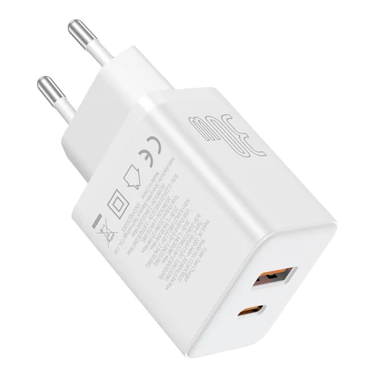 USB зарядно, тип-C, бързо зареждане 30W - Baseus (P10111404213-00) - лунно бяло
