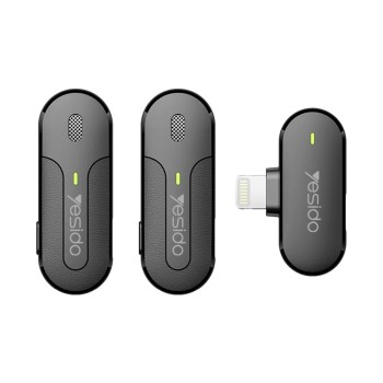 Yesido - Лавалиер микрофон 2 в 1 (KR16) - Lightning, 70mAh, безжичен, 2.4GHz - черен