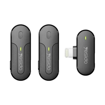 Yesido - Лавалиер микрофон 2 в 1 (KR16) - Lightning, 70mAh, безжичен, 2.4GHz - черен