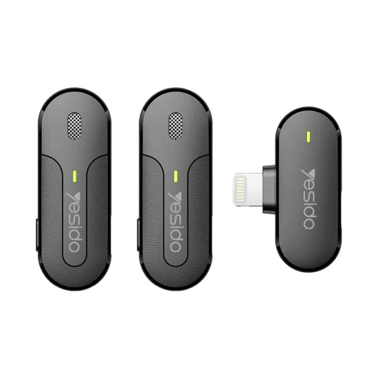 Yesido - Лавалиер микрофон 2 в 1 (KR16) - Lightning, 70mAh, безжичен, 2.4GHz - черен