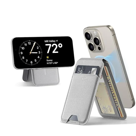 Държач за портфейл от еко кожа - ESR държач MagSafe HaloLock - естествен титан
