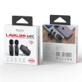 Безжичен петличен микрофон, TC, осветление, 3,5 mm, (комплект 2) Yesido (KR15) - черен