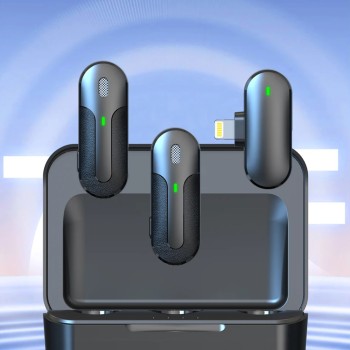 Yesido - Лавалиер микрофон 2 в 1 (KR16) - Lightning, 70mAh, безжичен, 2.4GHz - черен