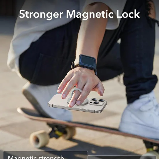 Държач за телефонен пръстен MagSafe - Стойка за пръстен ESR - естествен титан