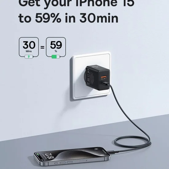 USB зарядно, Type-C, бързо зареждане 20W - Baseus (P10111403113-00) - клъстерно черно