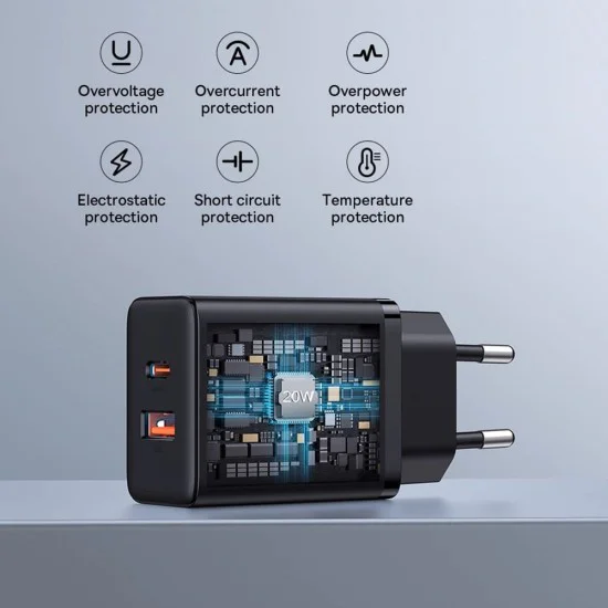 USB зарядно, Type-C, бързо зареждане 20W - Baseus (P10111403113-00) - клъстерно черно