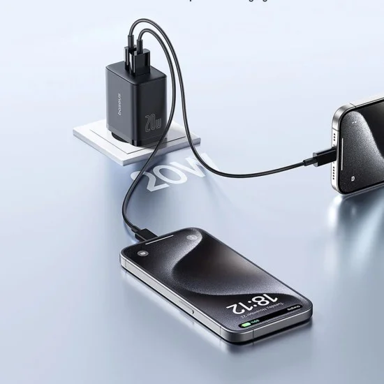 USB зарядно, Type-C, бързо зареждане 20W - Baseus (P10111403113-00) - клъстерно черно
