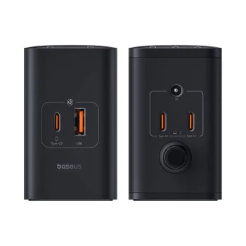 Зарядна станция GaN Char, 3x USB-C, USB, DC, 240W, 1m - Baseus (P1016390101113-00) - Черен