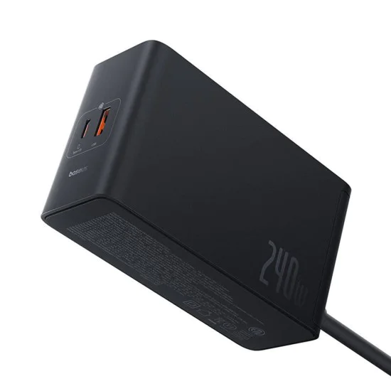 Зарядна станция GaN Char, 3x USB-C, USB, DC, 240W, 1m - Baseus (P1016390101113-00) - Черен