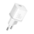 Зарядно устройство GaN5S, Type-C, бързо зареждане, 30W - Baseus галиев нитрид (P10162504213-00) - бяло