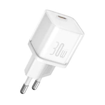 Зарядно устройство GaN5S, Type-C, бързо зареждане, 30W - Baseus галиев нитрид (P10162504213-00) - бяло