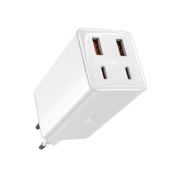 Зарядно 2x USB, 2x Type-C, 100W + Type-C кабел, 100W, 20V, 5A, 1m - Baseus GaN6 Pro (P1016270521212-00) - Бял