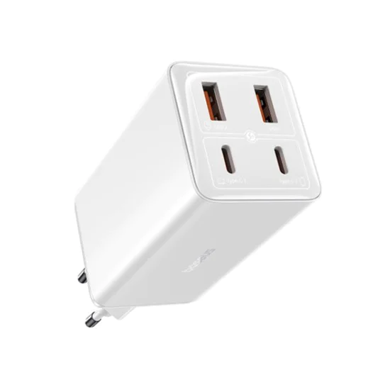 Зарядно 2x USB, 2x Type-C, 100W + Type-C кабел, 100W, 20V, 5A, 1m - Baseus GaN6 Pro (P1016270521212-00) - Бял