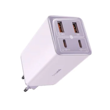 Зарядно 2x USB, 2x Type-C, 100W + Type-C кабел, 100W, 20V, 5A, 1m - Baseus GaN6 Pro (P10162705532-00) - лилаво