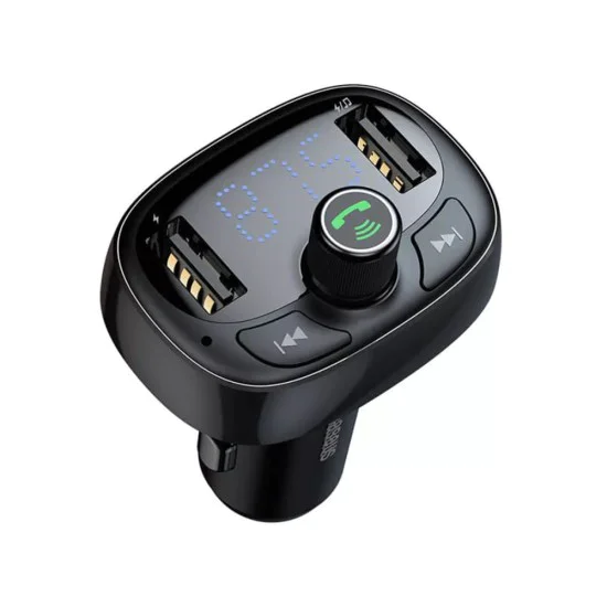 Зарядно за кола с модулатор, 2x USB, TF карта, MP3 - Baseus (CCMT000301) - черно