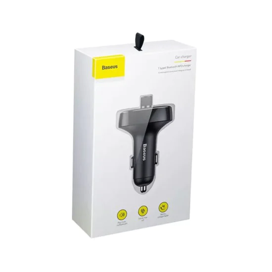 Зарядно за кола с модулатор, 2x USB, TF карта, MP3 - Baseus (CCMT000301) - черно
