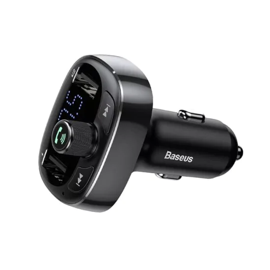 Зарядно за кола с модулатор, 2x USB, TF карта, MP3 - Baseus (CCMT000301) - черно
