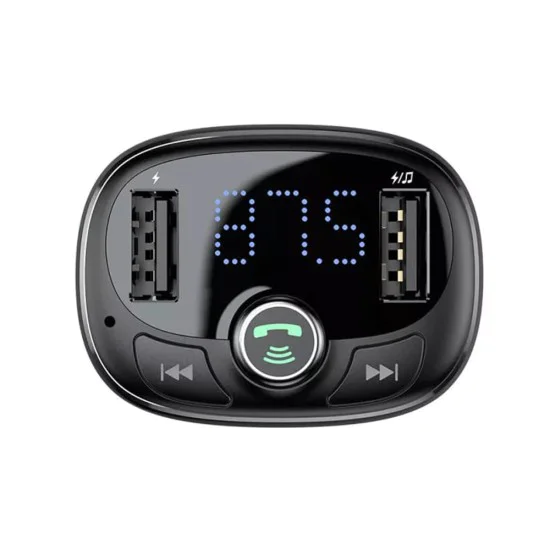Зарядно за кола с модулатор, 2x USB, TF карта, MP3 - Baseus (CCMT000301) - черно