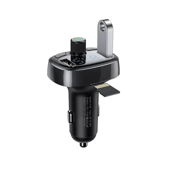 Зарядно за кола с модулатор, 2x USB, TF карта, MP3 - Baseus (CCMT000301) - черно
