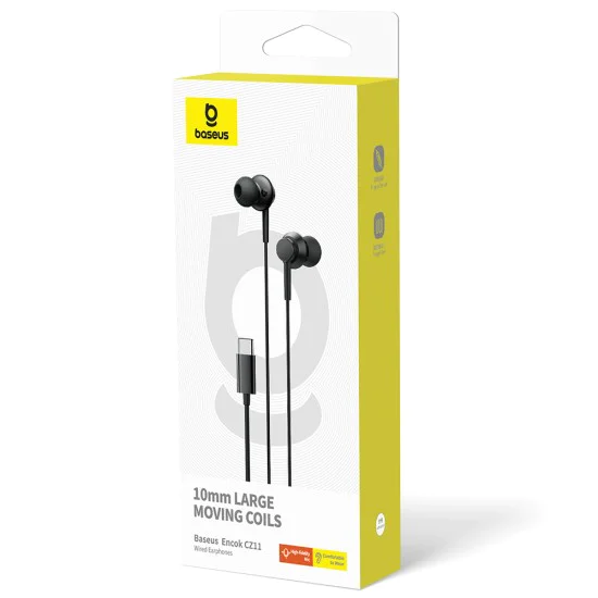 Кабелни слушалки Type-C - Baseus Encok CZ11 (A0016434300113-Z1) - Клъстер Черен