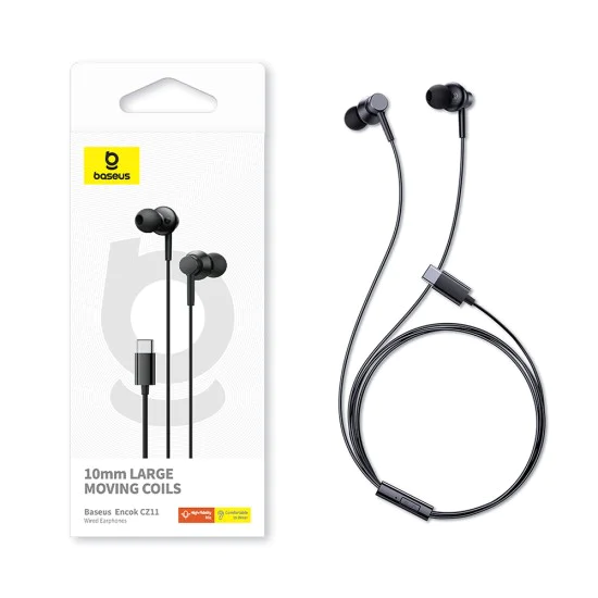 Кабелни слушалки Type-C - Baseus Encok CZ11 (A0016434300113-Z1) - Клъстер Черен