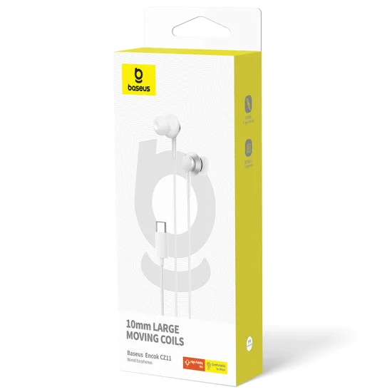 Type-C Wire Type-C Headsets - Baseus Encok CZ11 (A0016434300213-Z1) - Moon White