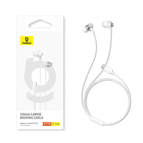 Type-C Wire Type-C Headsets - Baseus Encok CZ11 (A0016434300213-Z1) - Moon White