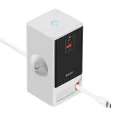 Удължителен кабел Priza Shuko, USB, 2xType-C, 65W - Baseus (PSLR000602) - Бял