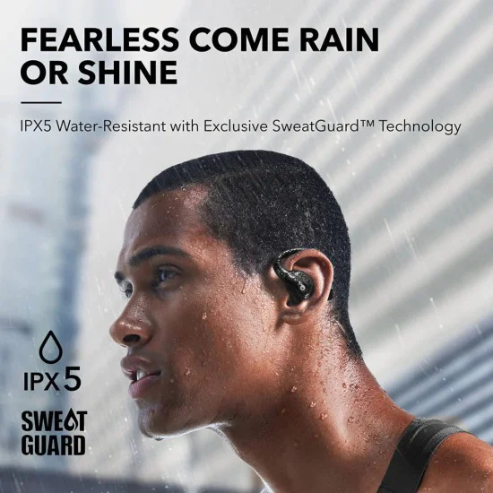 Безжични спортни слушалки, Bluetooth, водоустойчиви - Anker AeroFit (A3871G11) - черни